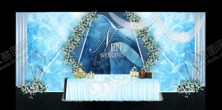 编号：31544909300757302455【酷图网】源文件下载-蓝色系婚礼设计背景