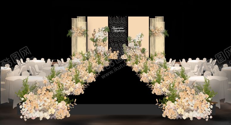 编号：40576304171117013701【酷图网】源文件下载-浪漫香槟婚礼仪式区布置
