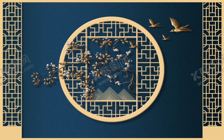 编号：59021107090352019413【酷图网】源文件下载-中式背景墙