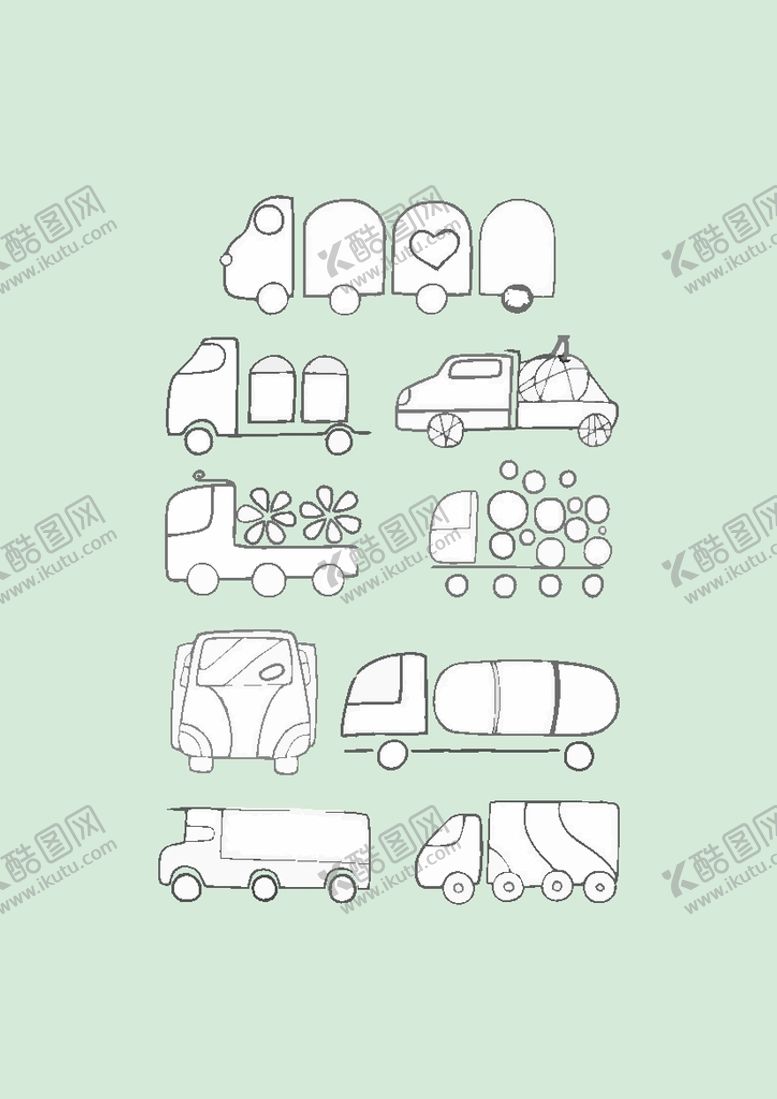编号：54357512301150013875【酷图网】源文件下载-简笔画货车