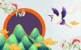 中国风背景森系梅花武侠学校