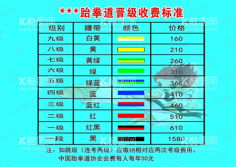 编号：69175410080958356450【酷图网】源文件下载-跆拳道晋级标准