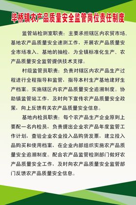 农产品质量安全监管岗位责任制度