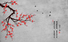 花鸟画浮雕花背景墙