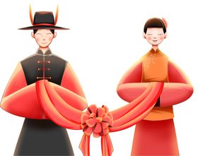 卡通新郎新娘PNG免扣素材情侣Q版婚庆海报