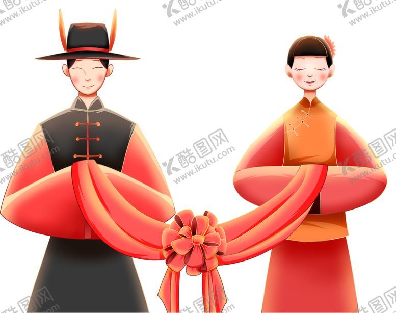 编号：37332405041356555506【酷图网】源文件下载-卡通新郎新娘PNG免扣素材