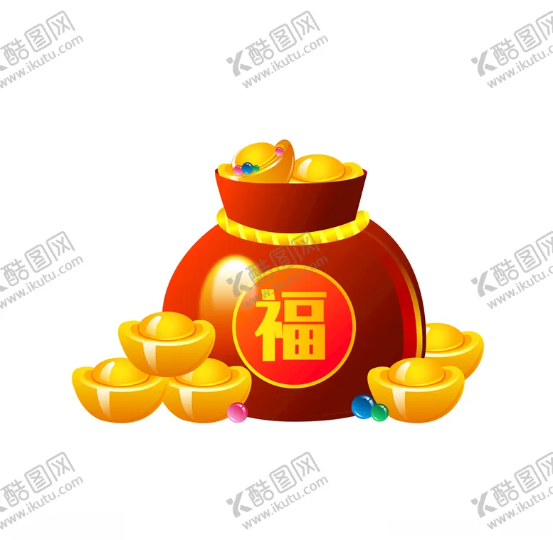 编号：65609804171104584135【酷图网】源文件下载-AI矢量福袋元宝发财插画