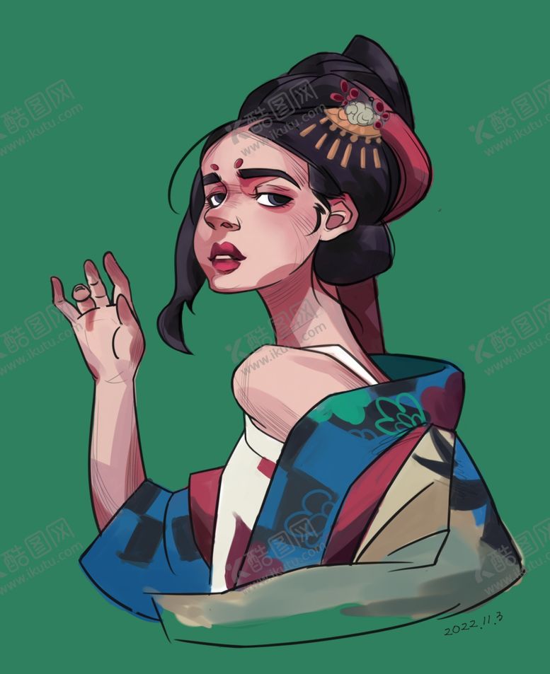 编号：40918712020913529859【酷图网】源文件下载-插画和服少女