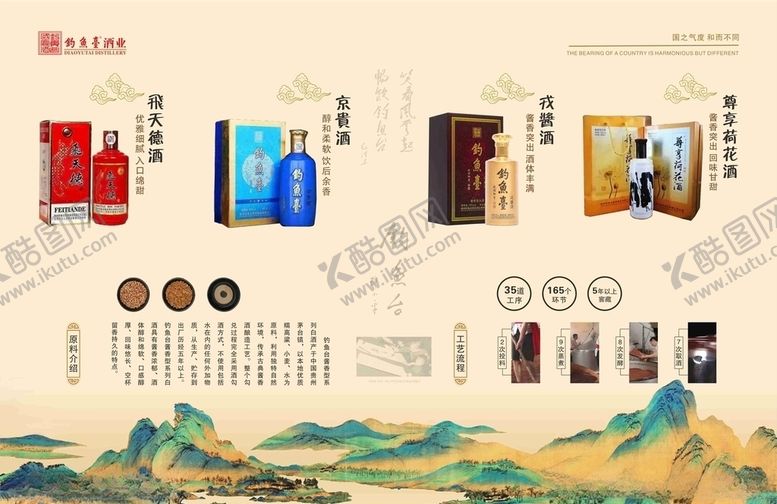 编号：98262306282229124440【酷图网】源文件下载-钓鱼台酒白酒折页单页