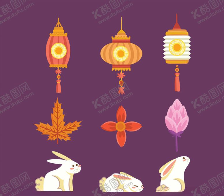 编号：16293909121428355748【酷图网】源文件下载-彩色中秋节图标矢量素材