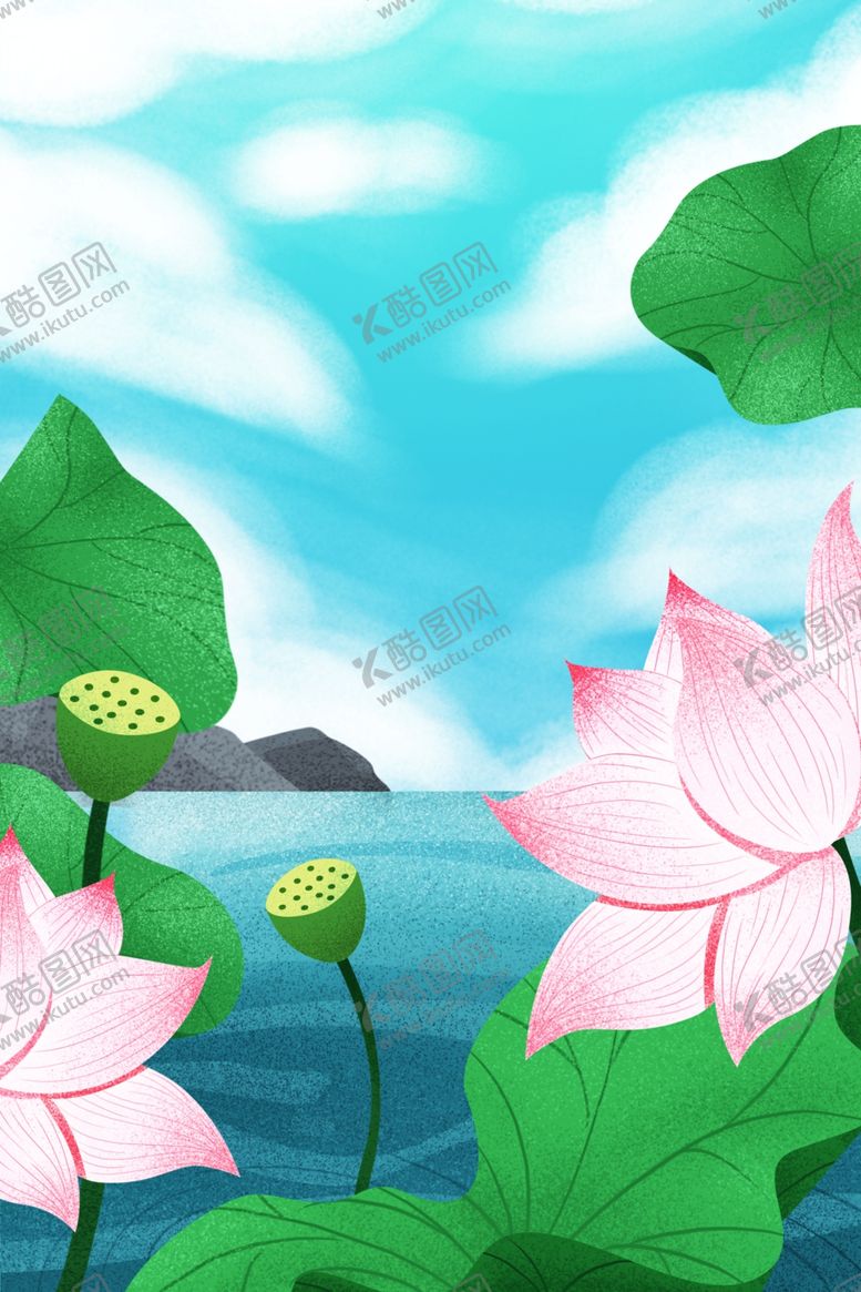 编号：22567505041137493581【酷图网】源文件下载-国画荷花