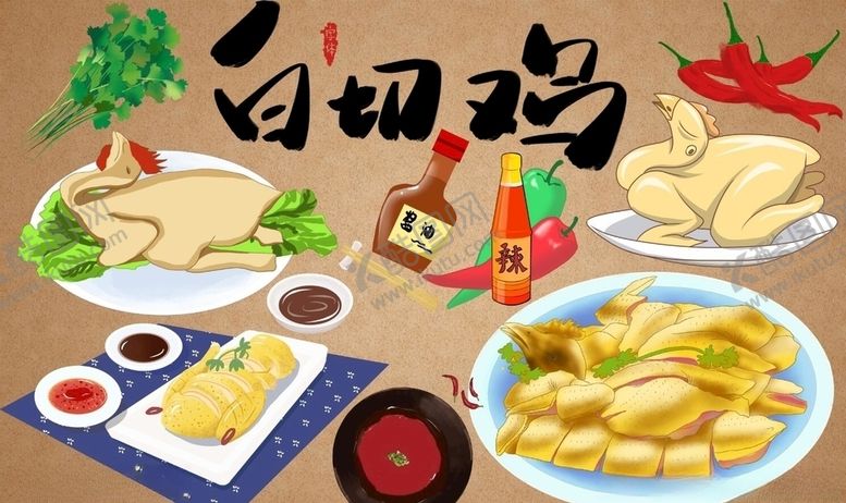 编号：47255205121557084026【酷图网】源文件下载-白切鸡背景墙PSD模板下载