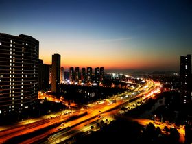 纽约曼哈顿高空视角城市夜景