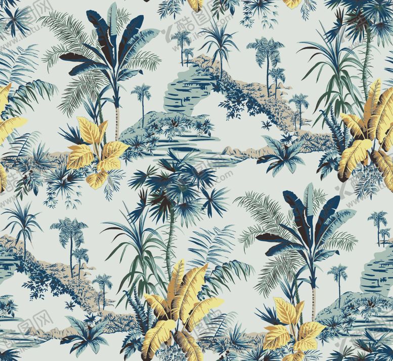 编号：15989804051118132322【酷图网】源文件下载-热带植物花卉图案背景