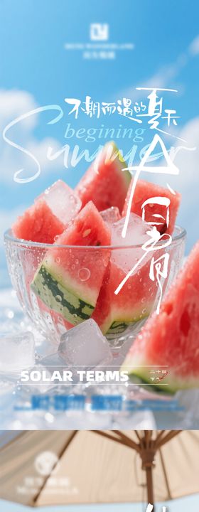 大暑处暑海报二十四节气冰块夏天西瓜
