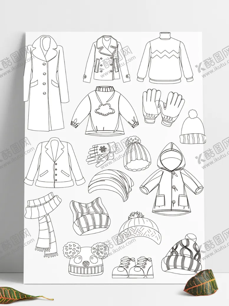 编号：32450609150939379028【酷图网】源文件下载-手绘卡通素描冬天服装外套