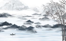 水墨山水画图片写意新中式装饰图