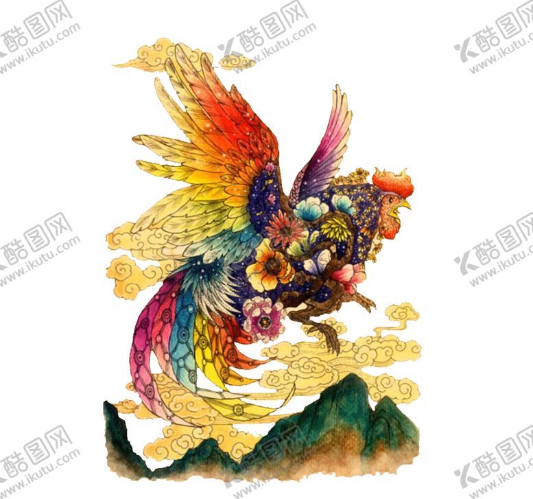 编号：73607805020734467480【酷图网】源文件下载-手绘水彩凤凰
