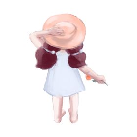 水彩手绘女孩