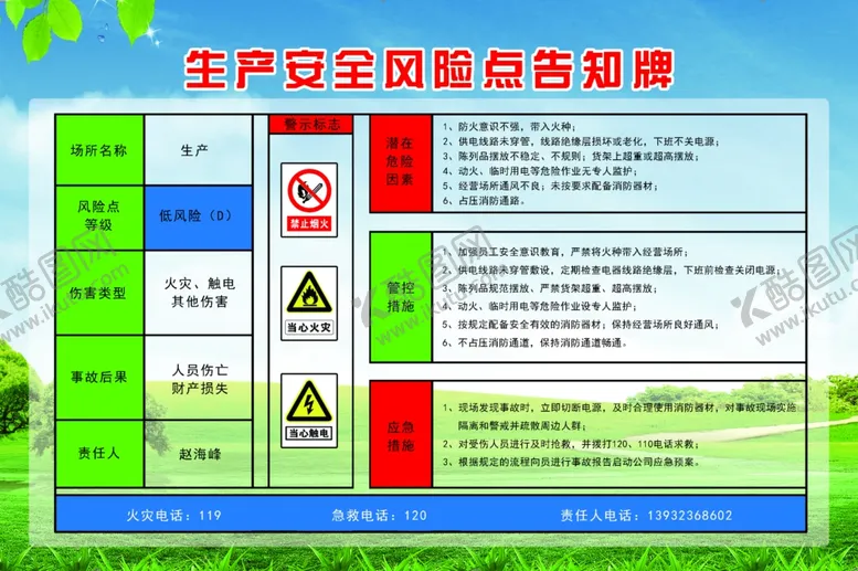 编号：29863904092352315527【酷图网】源文件下载-生产安全风险点告知牌