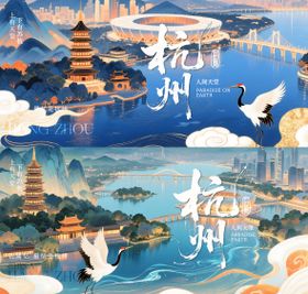城市杭州主视觉背景