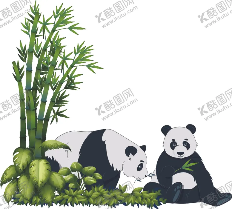 编号：90454812080141009735【酷图网】源文件下载-大熊猫吃柱子矢量图