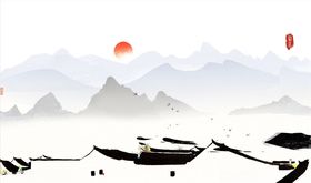 水墨山水背景墙