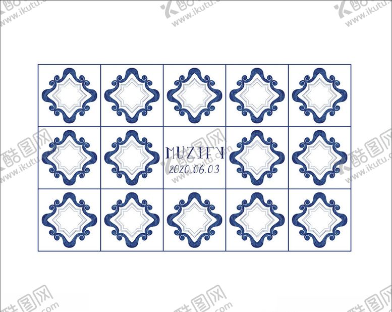 编号：89426609091100132342【酷图网】源文件下载-蓝色花纹瓷砖图案
