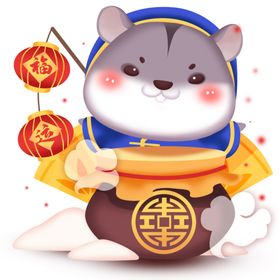 小清新色系老鼠吉祥物