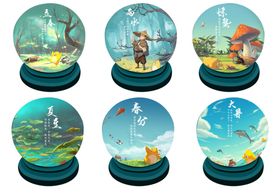 节气石墩手绘素材
