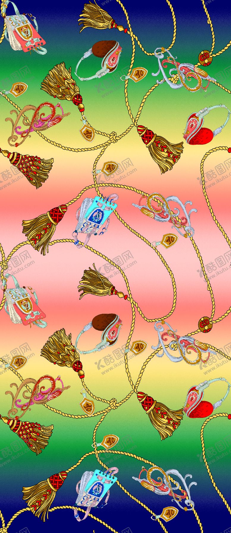 编号：68464309181039095009【酷图网】源文件下载-渐变链条花