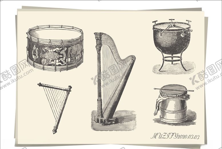 编号：96552609261035226296【酷图网】源文件下载-5款入打击乐器与弦乐器