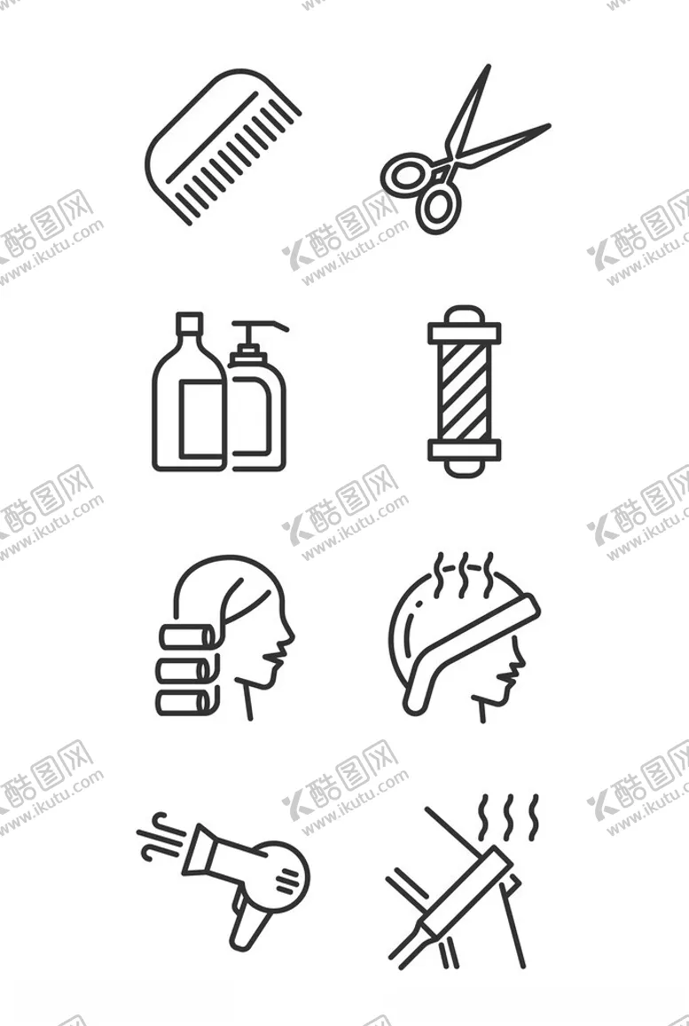 编号：58143102281006093037【酷图网】源文件下载-美发矢量线描插画