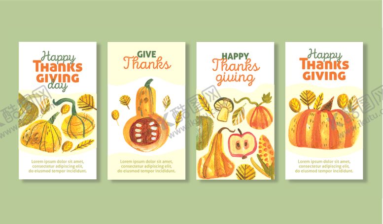 编号：91802809260503466792【酷图网】源文件下载-感恩节水彩卡片