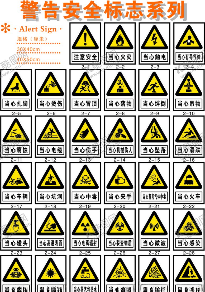 编号：13163107010252429362【酷图网】源文件下载-警告安全标志系列