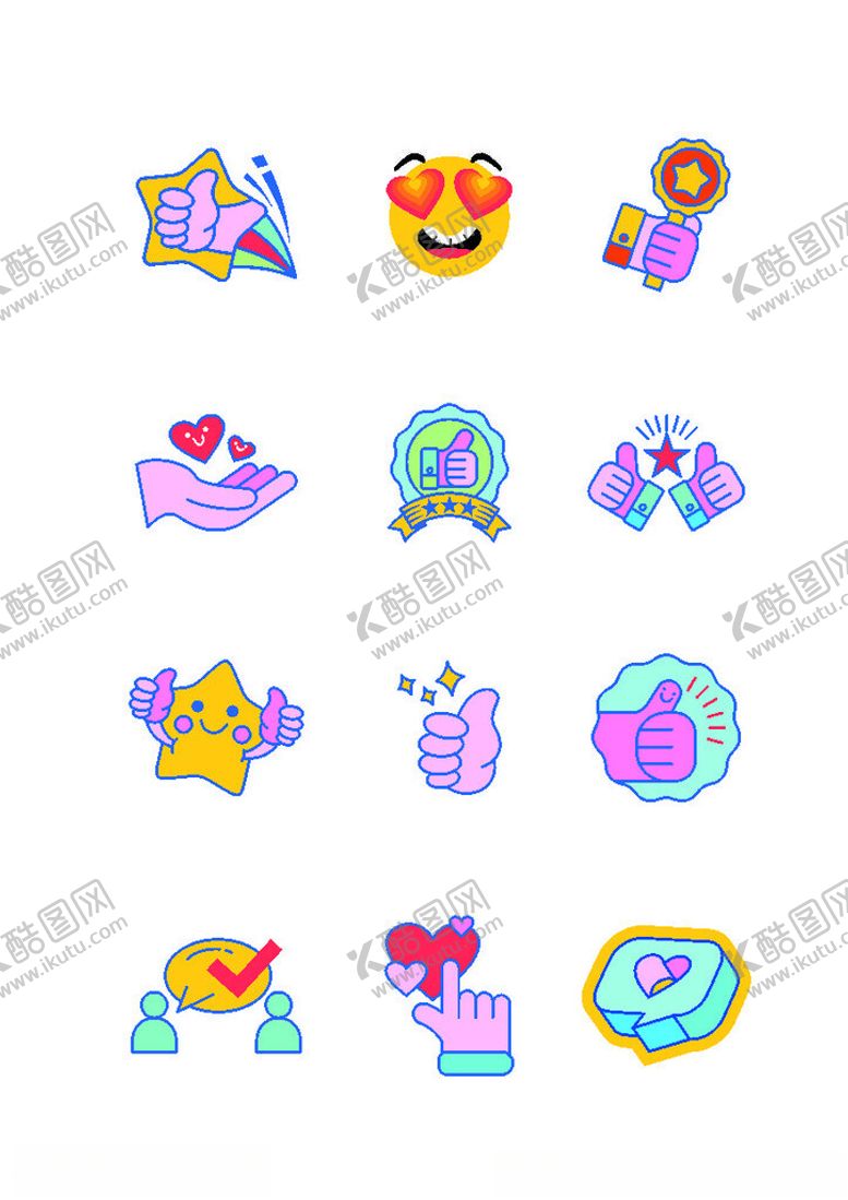 编号：60079812101221565096【酷图网】源文件下载-大拇哥矢量点赞好评推荐电商图标