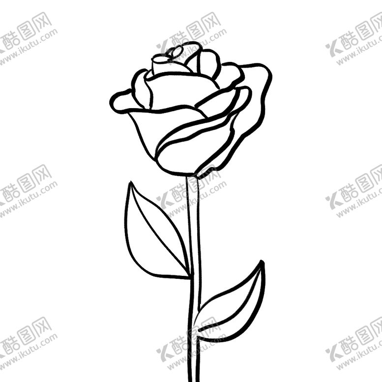 编号：64636309260809021221【酷图网】源文件下载-玫瑰花线稿