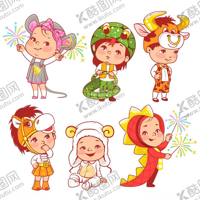编号：99352706091732353425【酷图网】源文件下载-穿着卡通服装的儿童