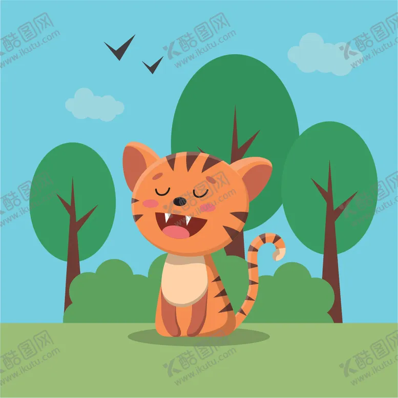 编号：63597409120120208697【酷图网】源文件下载-手绘老虎ai矢量图野生动物