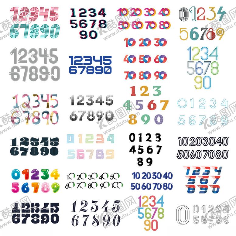 编号：93217604021943313766【酷图网】源文件下载-多样数字字体素材
