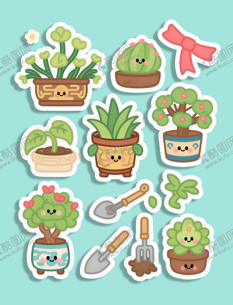 编号：37403804030821453194【酷图网】源文件下载-植物贴纸插图
