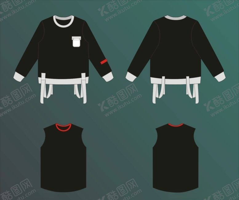 编号：50898405110904304377【酷图网】源文件下载-服装设计效果图卫衣背心矢量图