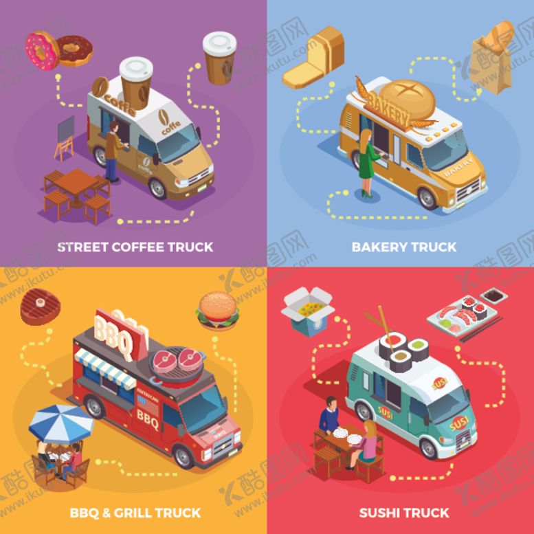 编号：59537909101516104356【酷图网】源文件下载-卡通美食小吃车