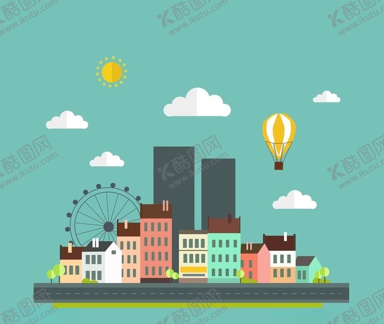 编号：52562310291724499831【酷图网】源文件下载-扁平化城市插画矢量素材
