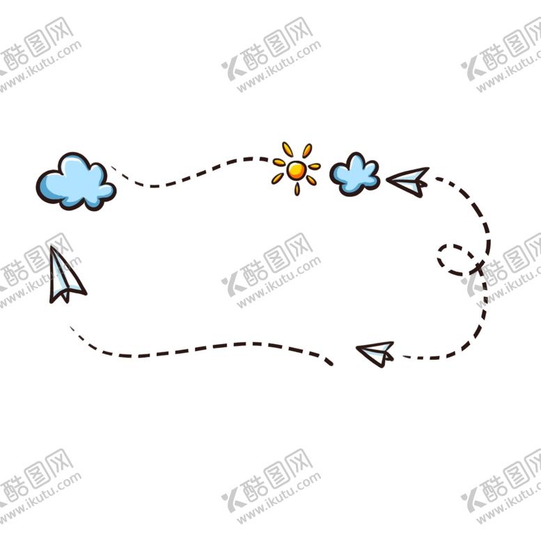 编号：56725505132203457256【酷图网】源文件下载-飞机云彩太阳卡通元素