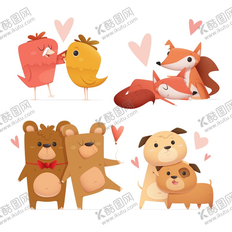 编号：84053610110642065087【酷图网】源文件下载-情人节动物 