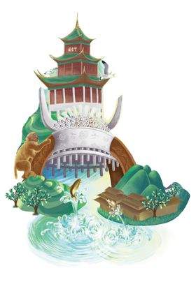 插画古建筑