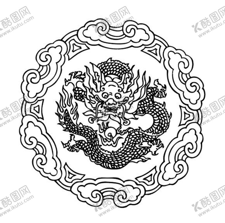 编号：61485009131648114537【酷图网】源文件下载-龙底纹线条龙中式线条龙