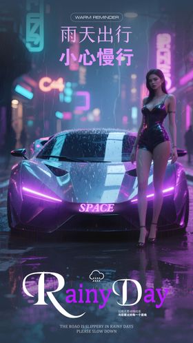 酒吧夜店雨天出行海报