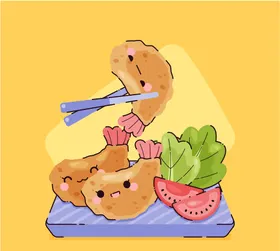 食物插画面包日本料理日式糕点